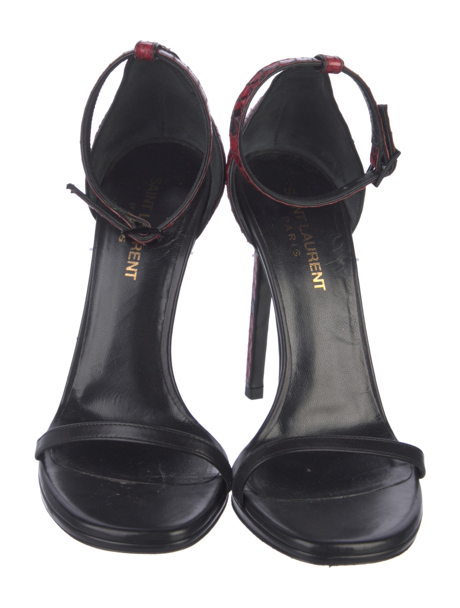 Saint Laurent Embossed Leather Animal Print Sandals